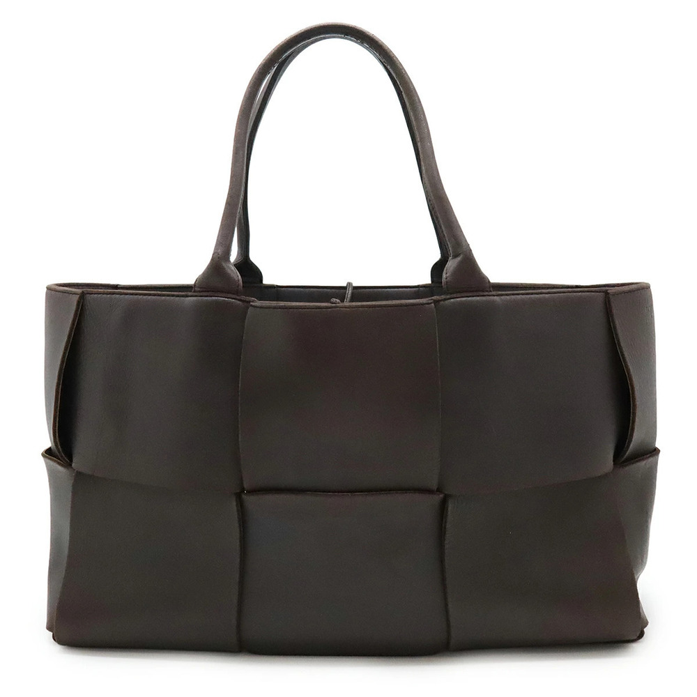 BOTTEGA VENETA Maxi Intrecciato Arco Tote Bag Leather Dark Brown Pouch